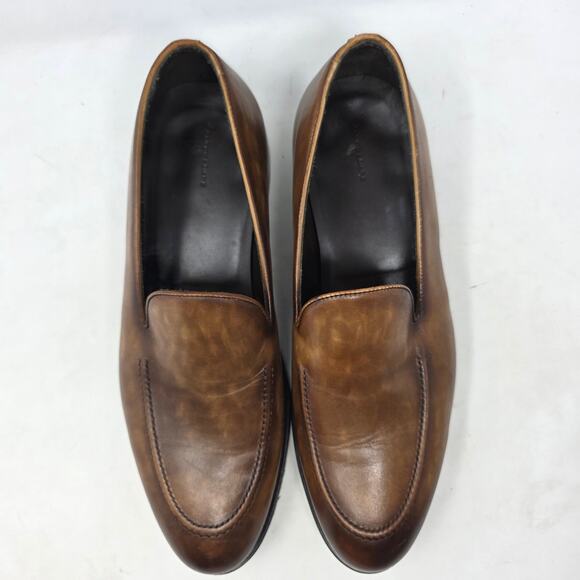 Alton Lane Brown Leather Loafers Men 9.5 Slip On Dress Shoes - Picture 4 of 8